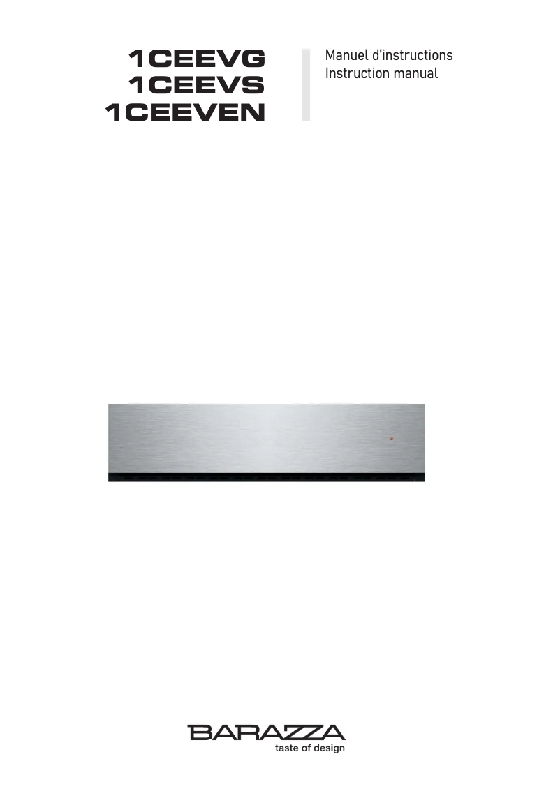 Page 1 of the manual User Manual Barazza 1CEEVS