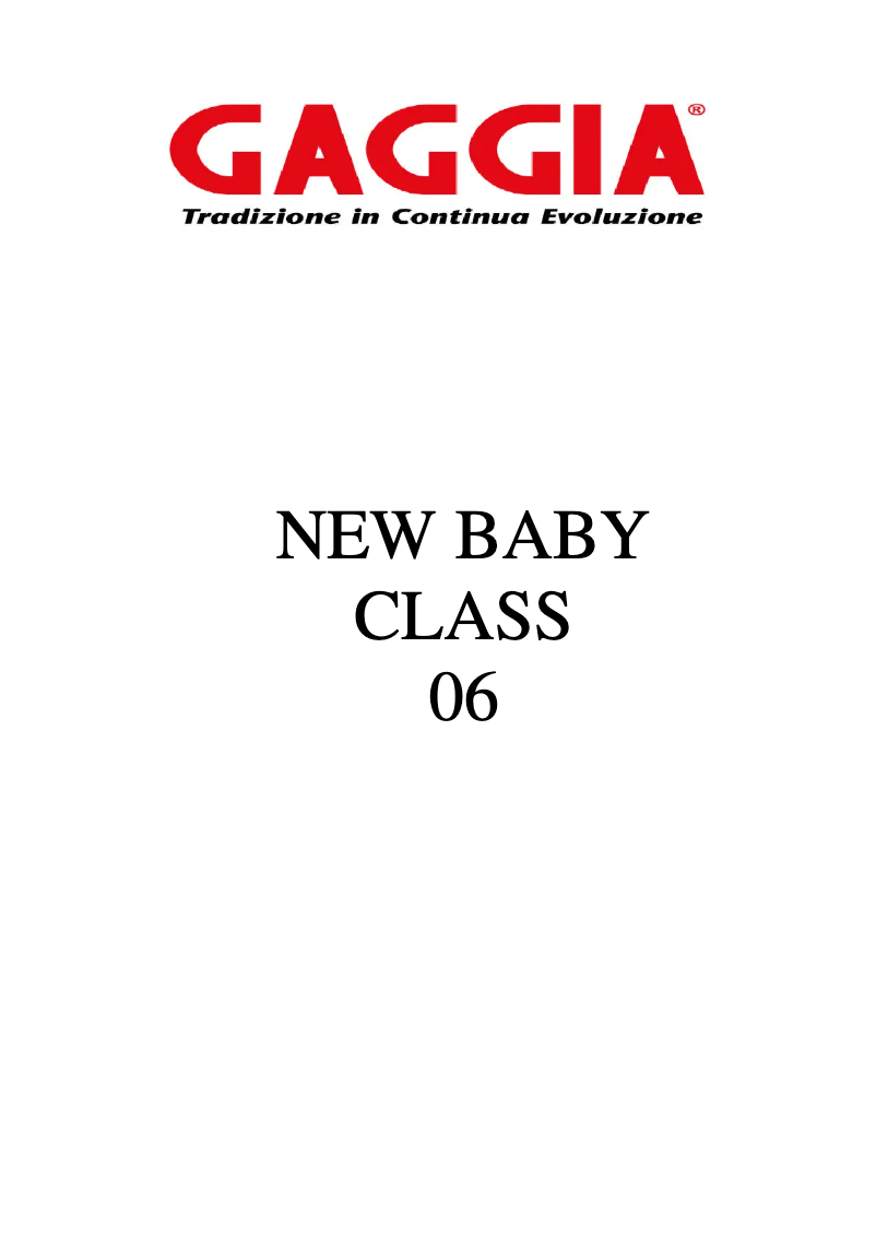 Page 1 of the manual User Manual Gaggia Baby Class