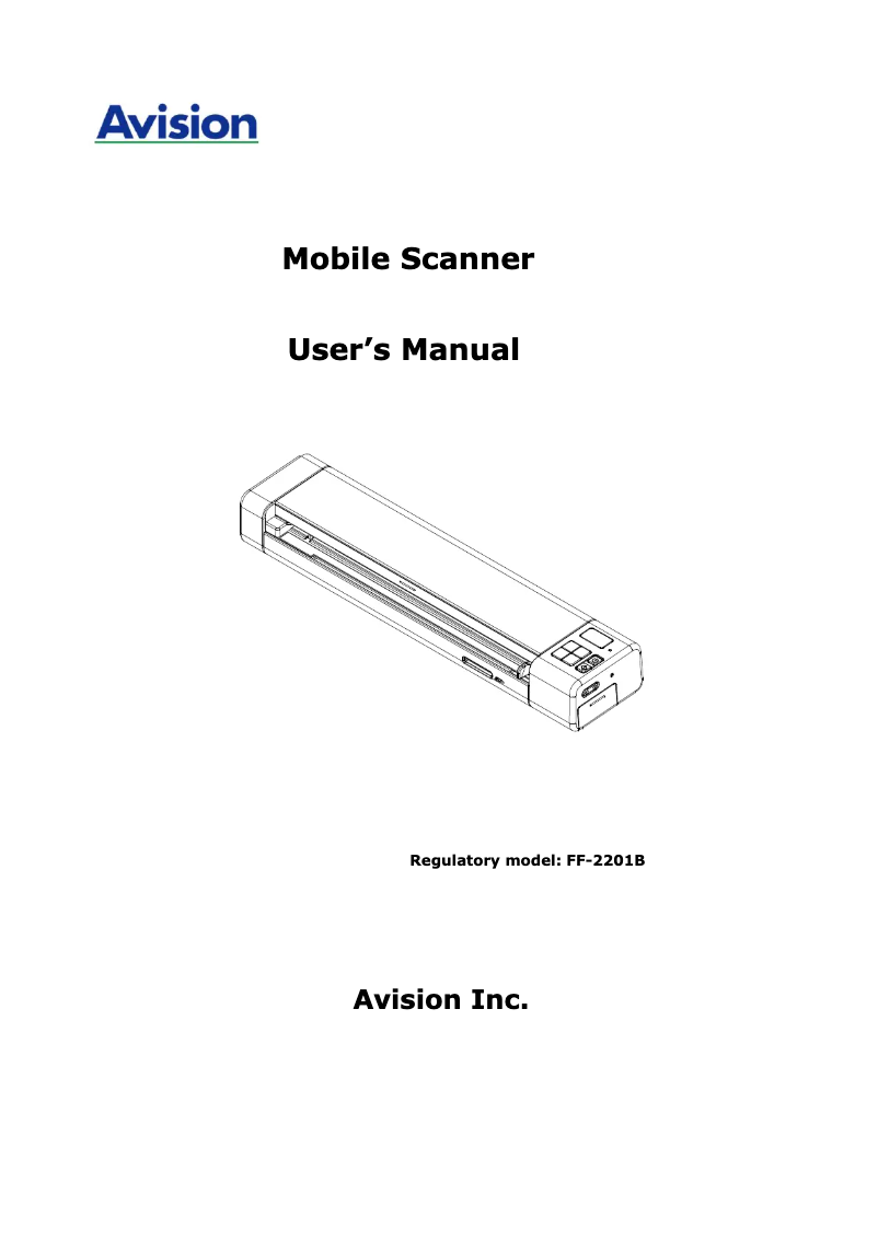 Page 1 of the manual User Manual Avision MetaMobile 20
