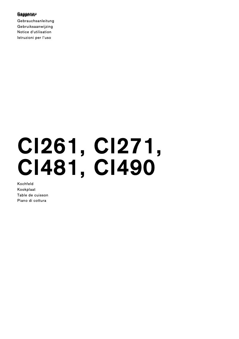 Page 1 of the manual User Manual Gaggenau CI481112