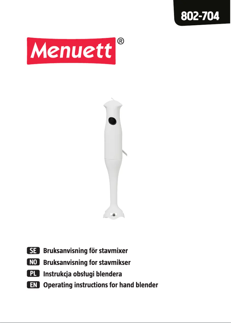 Page 1 of the manual User Manual Menuett 802-704