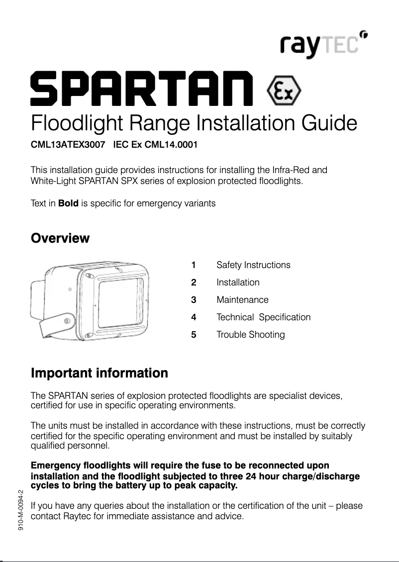 First page image of the manual for Spartan