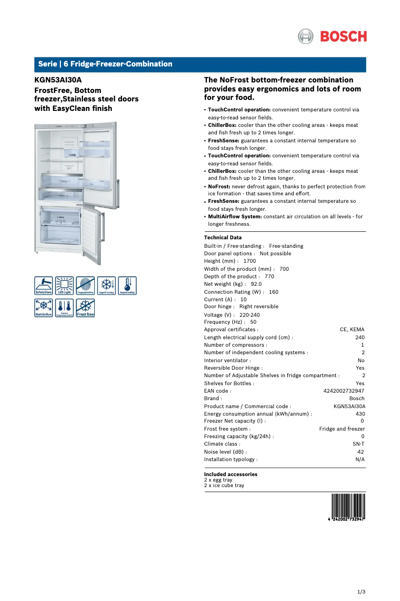 First page image of the manual for KGN53AI30A