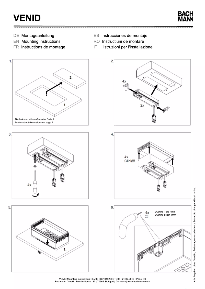 First page image of the manual for VENID