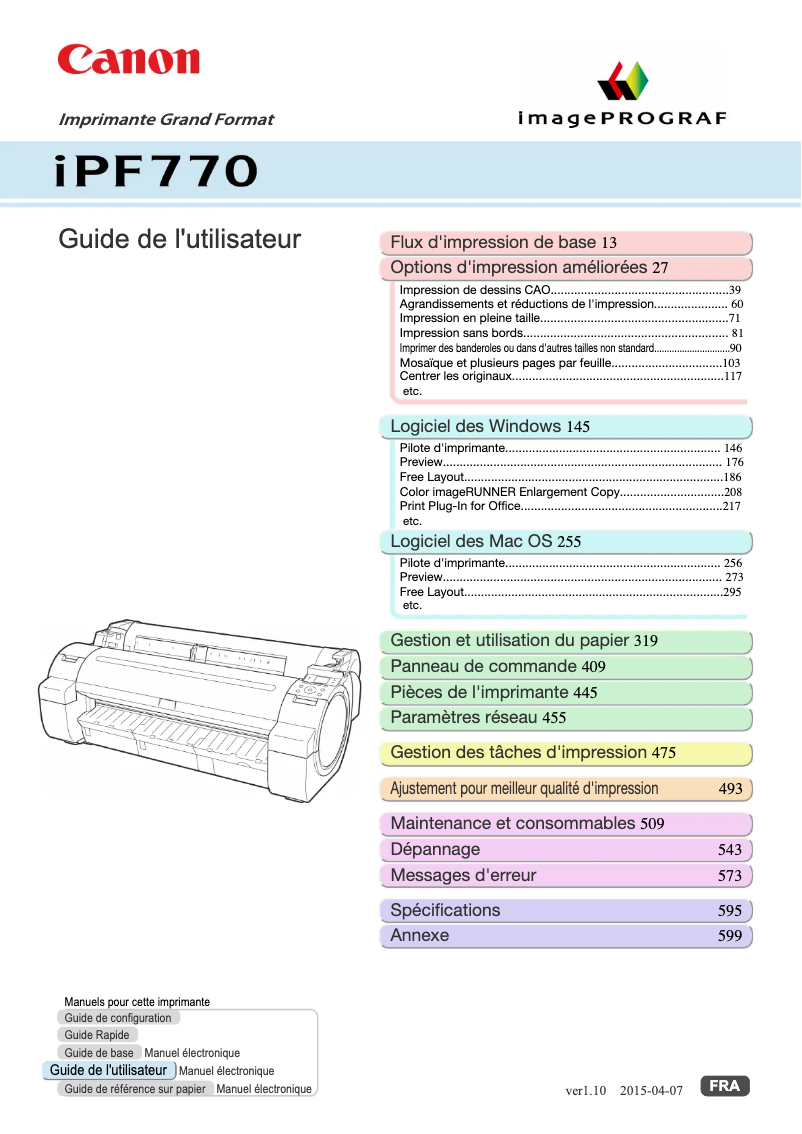 Page 1 of the manual User Manual Canon imagePROGRAF iPF770