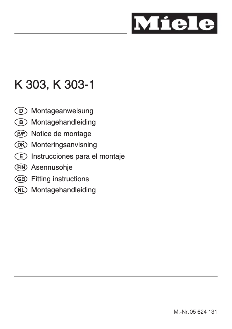 Page 1 of the manual User Manual Miele K 303 I