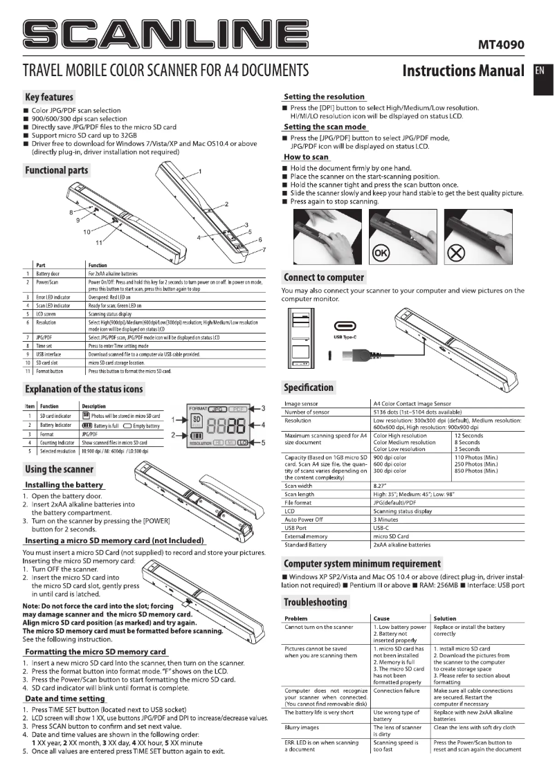Page 1 of the manual User Manual Media-Tech SCANLINE MT4090 V3 1