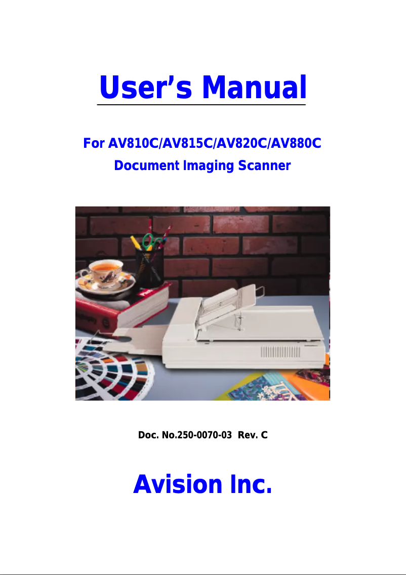First page image of the manual for AV810C