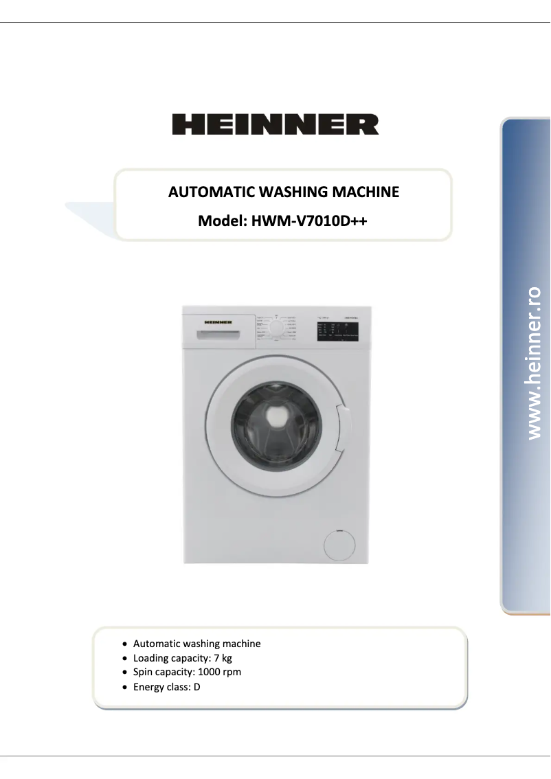 First page image of the manual for HWM-V7010D++
