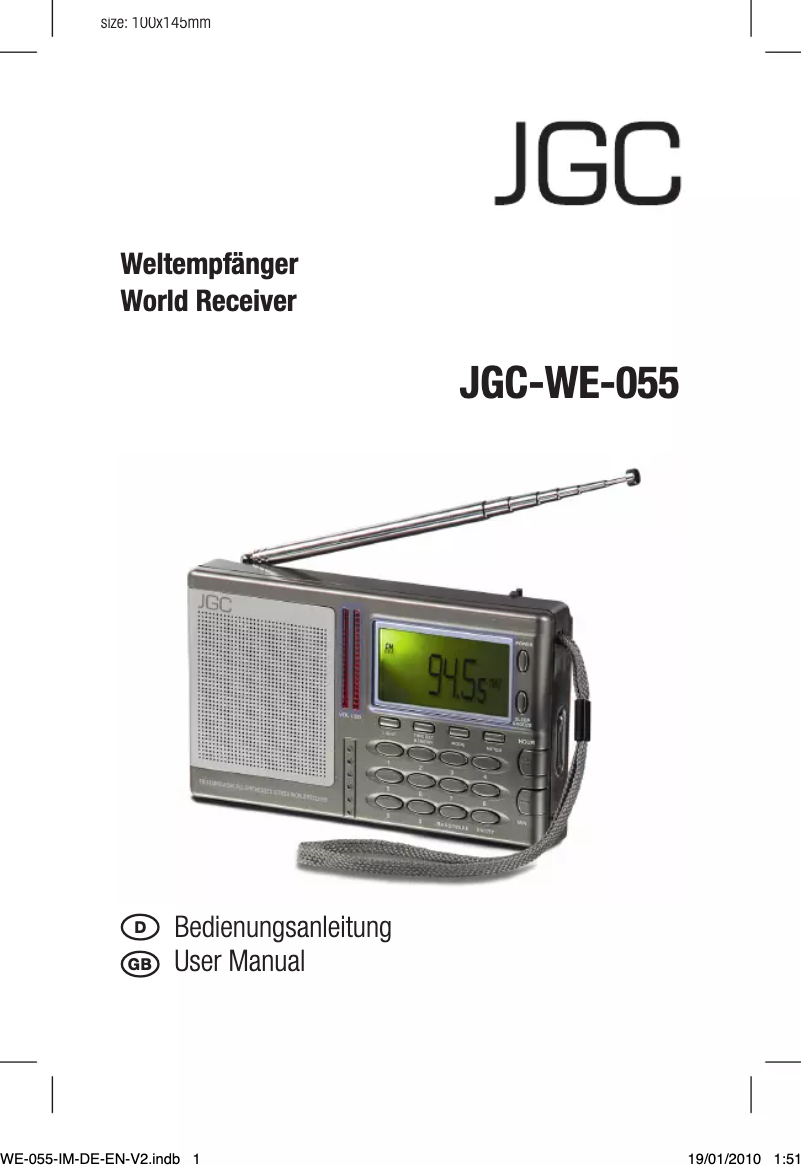 Page 1 of the manual User Manual JGC WE-055