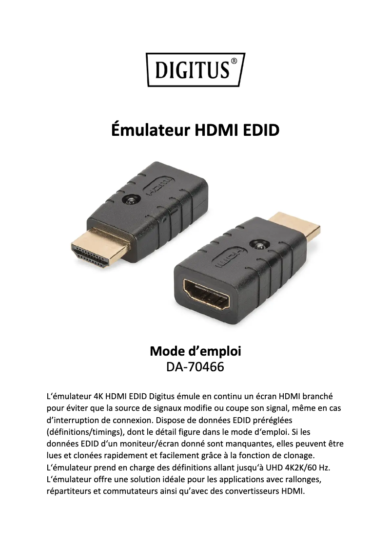 Page 1 of the manual User Manual Digitus DA-70466