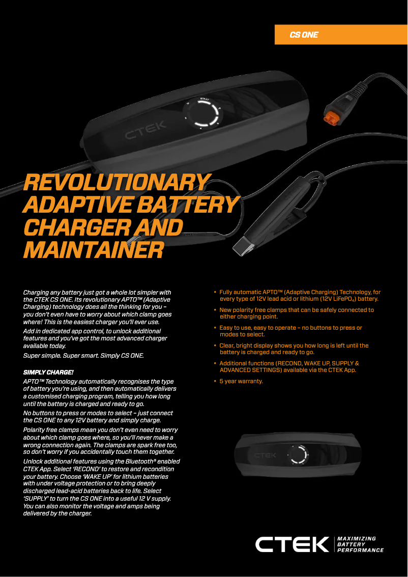 Page 1 of the manual Technical Sheet Ctek CS ONE