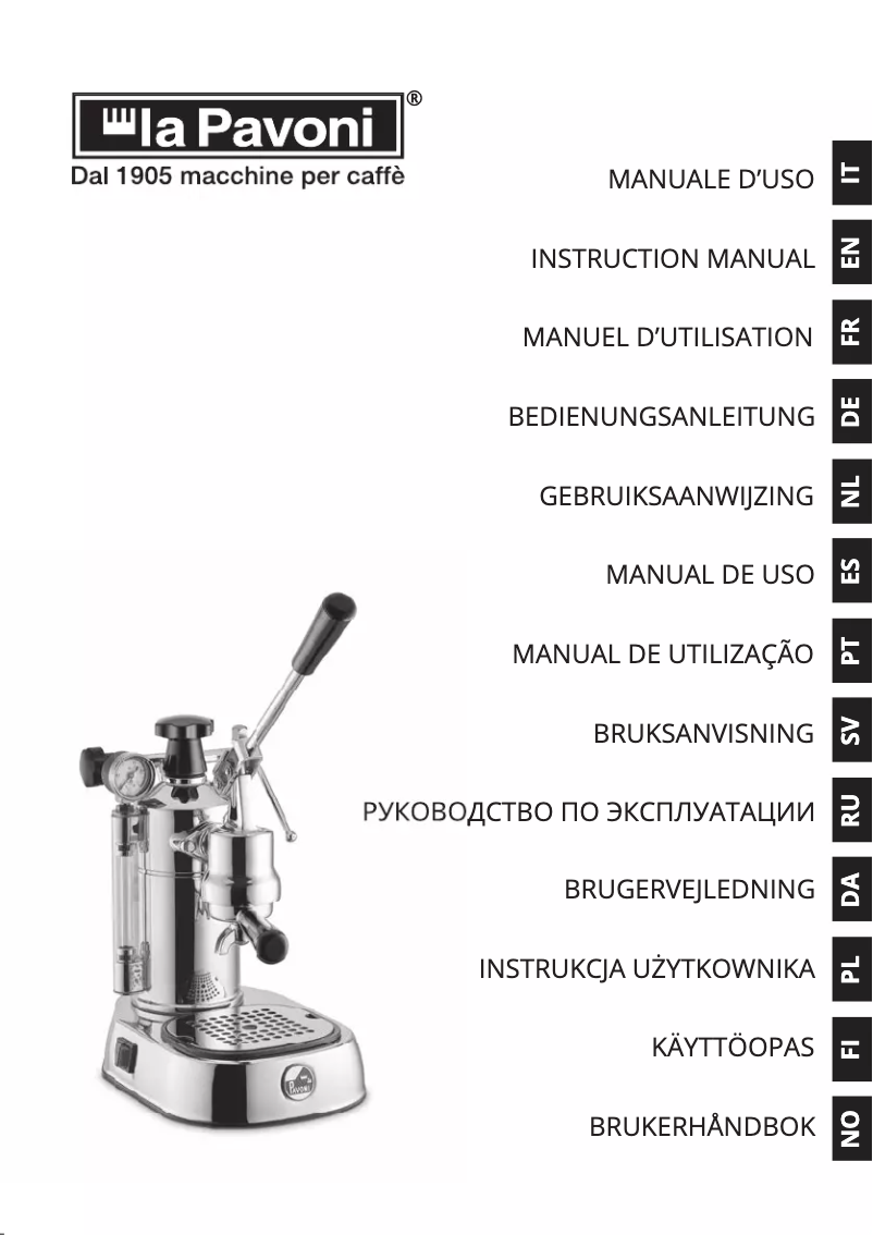 Page 1 of the manual User Manual la Pavoni LPLSTL01EU