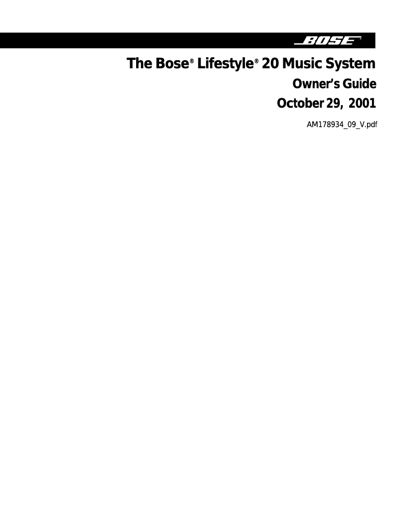 Page 1 of the manual User Manual Bose Lifestyle 20