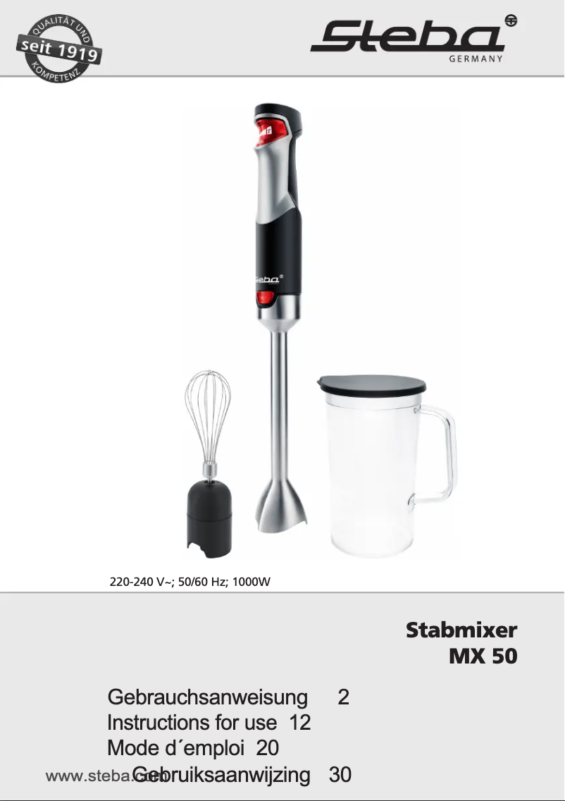 Page 1 of the manual User Manual Steba MX 50