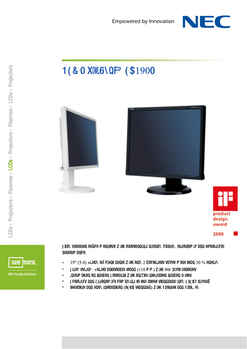 Image de la première page du manuel de l'appareil MultiSync EA190M