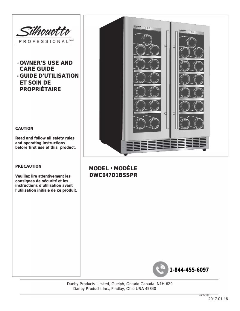 Page 1 of the manual Use and Maintenance Manual Danby Silhouette DWC047D1BSSPR