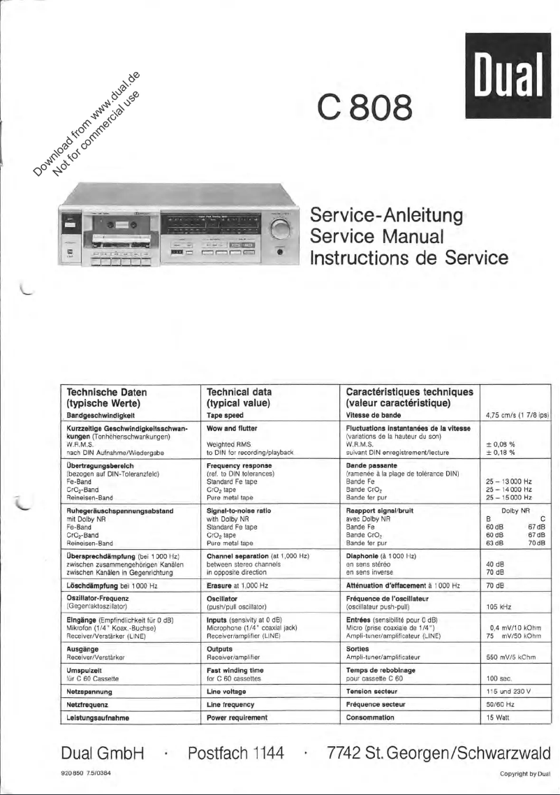 First page image of the manual for C 808