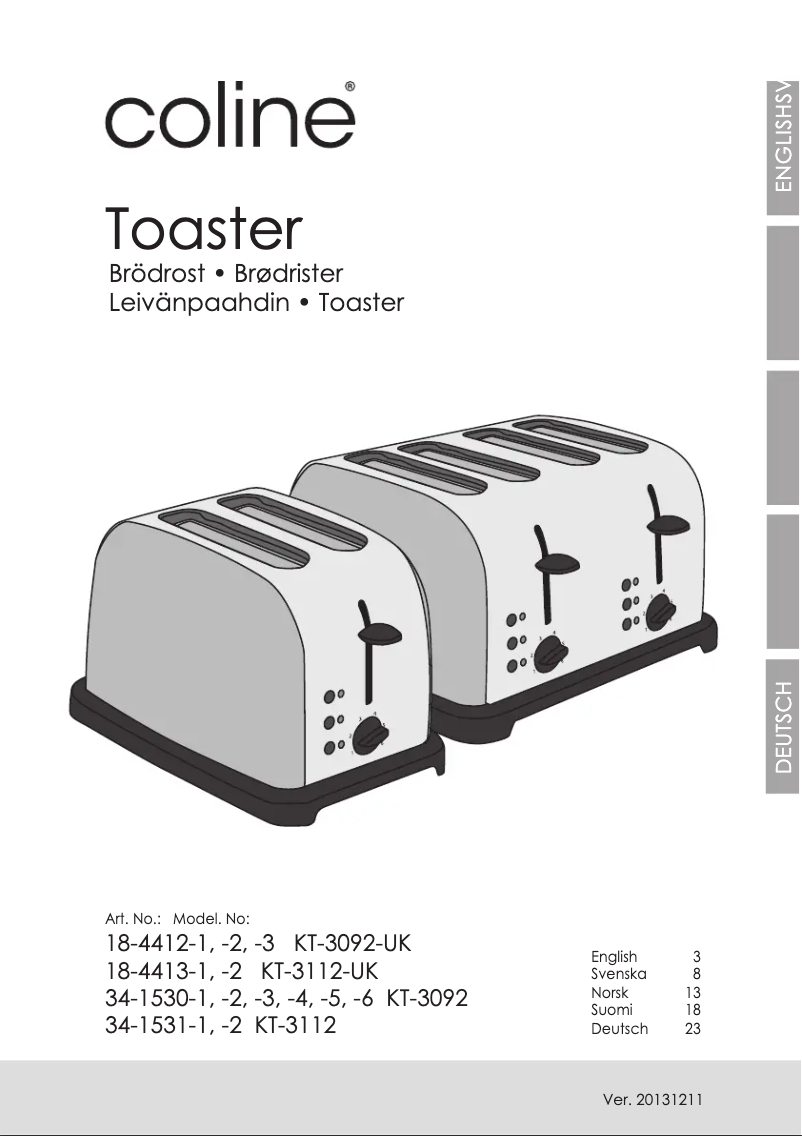 First page image of the manual for KT-3112
