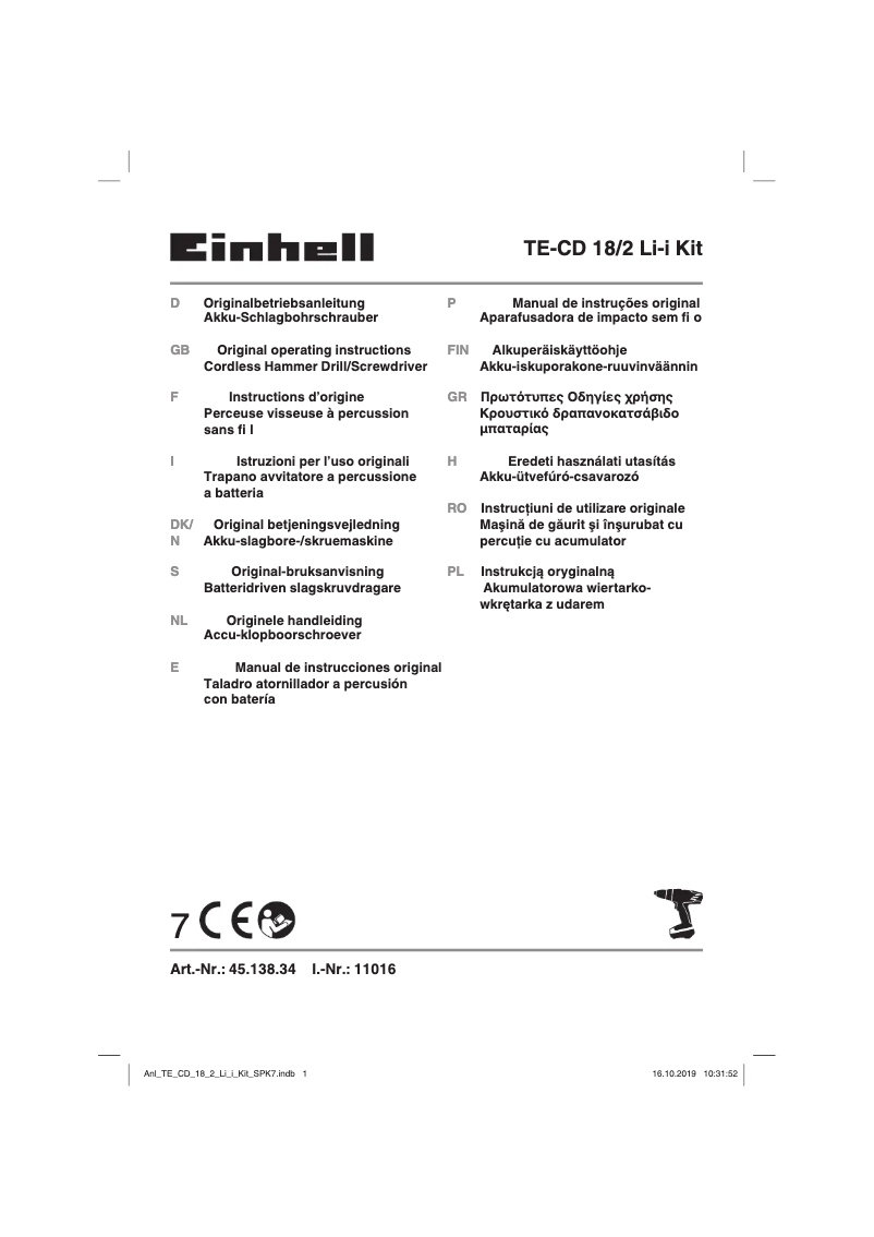 First page image of the manual for TE-CD 18/2 Li-i