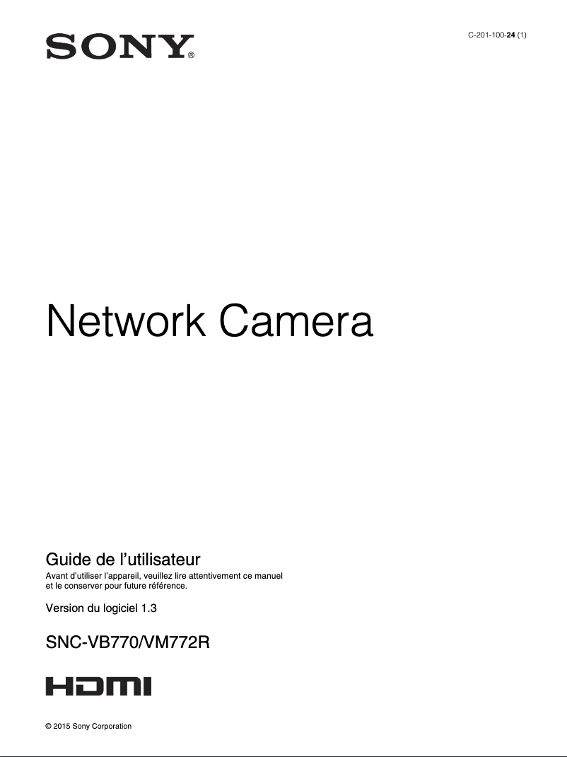 First page image of the manual for SNC-VM772R