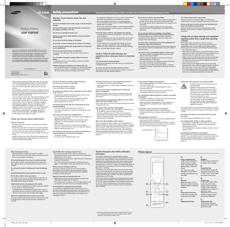 Page 1 of the manual User Manual Samsung C3520