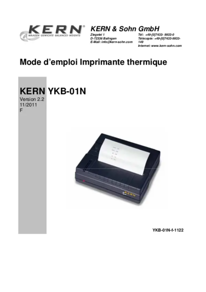 First page image of the manual for YKB-01N