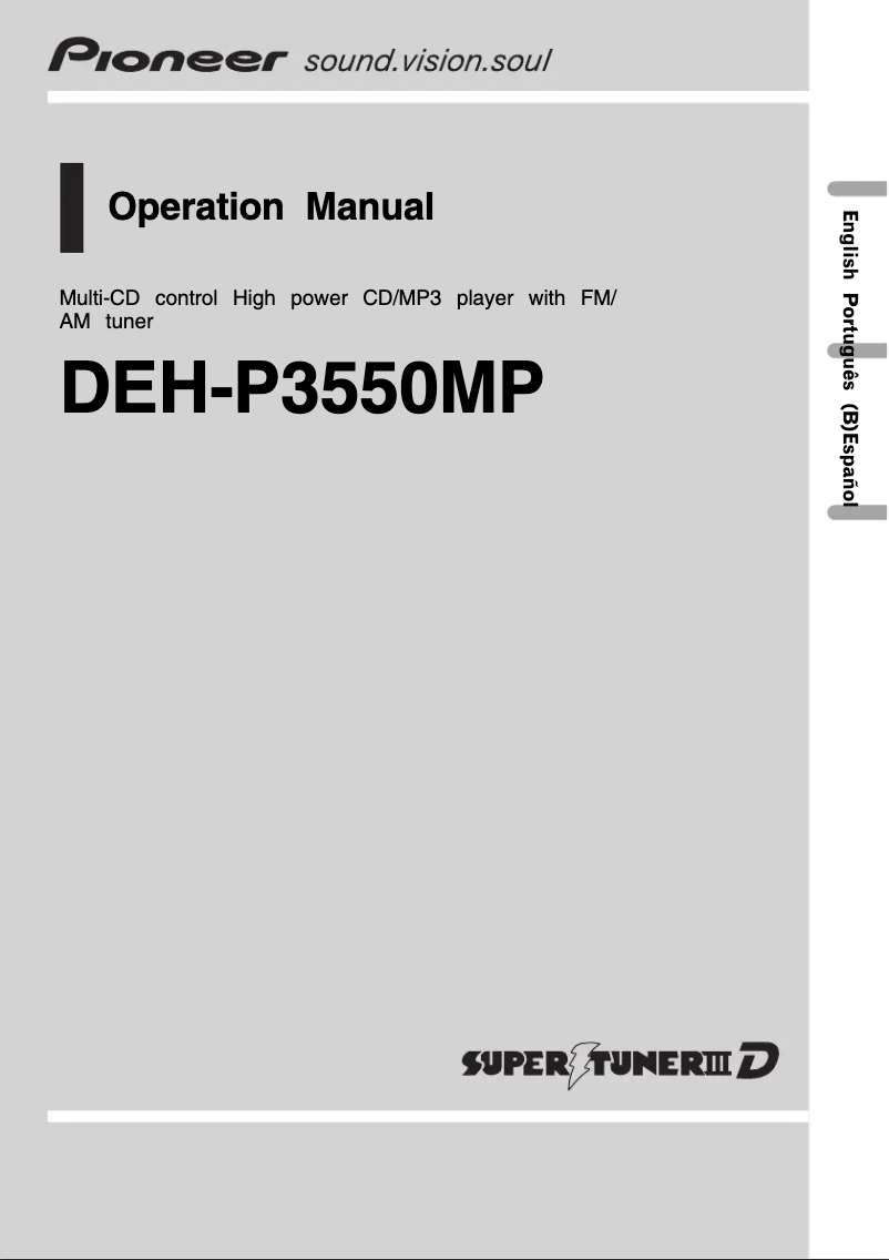 First page image of the manual for DEH-P3550MP