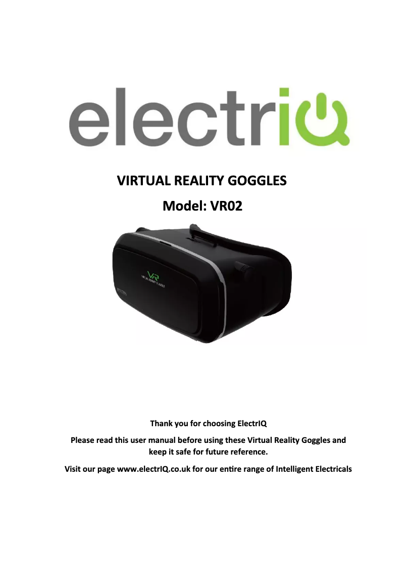 Page 1 of the manual User Manual ElectriQ VR02