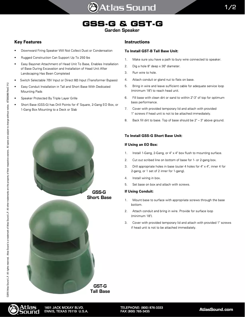 First page image of the manual for GSS-G