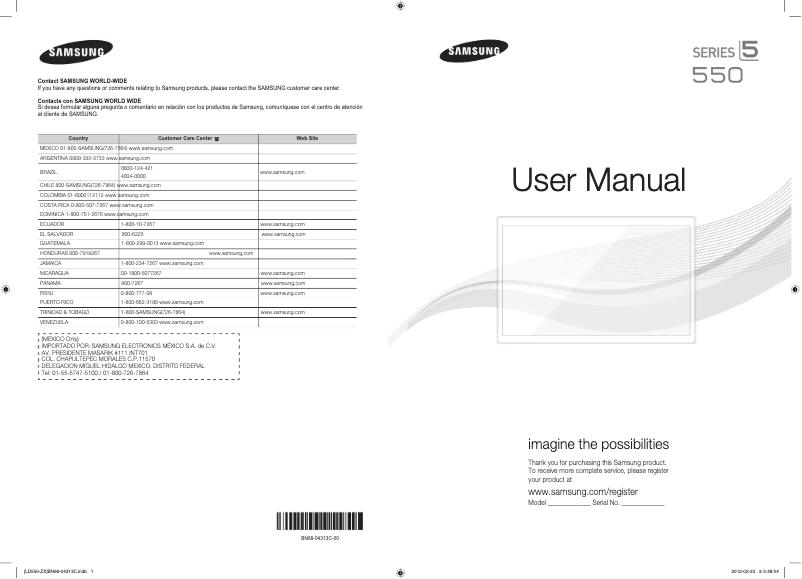 Page 1 of the manual User Manual Samsung LN46E550