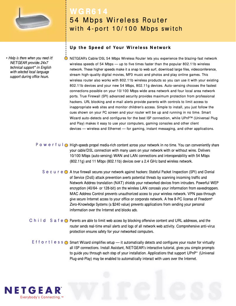 First page image of the manual for WGR614