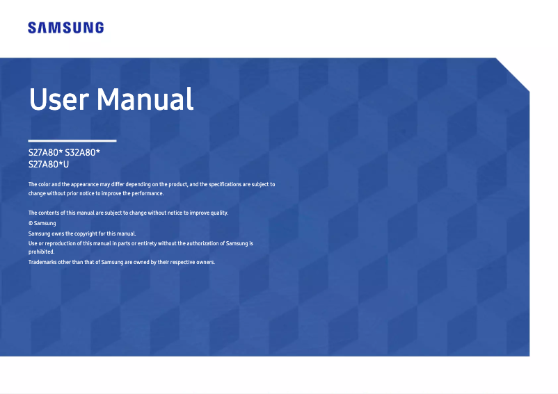 First page image of the manual for S27A800UJP