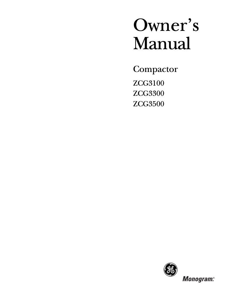 First page image of the manual for ZCG3100VBB