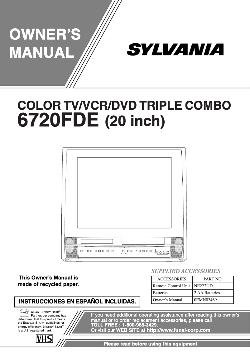 Page 1 of the manual User Manual Sylvania 6720FDE