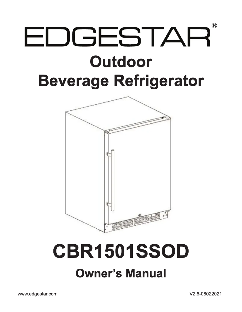 Page 1 of the manual Installation Guide EdgeStar CBR1501SSOD