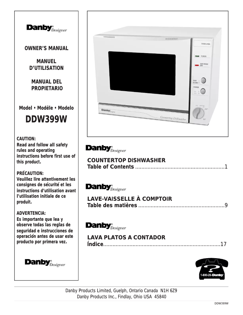 First page image of the manual for DDW399W