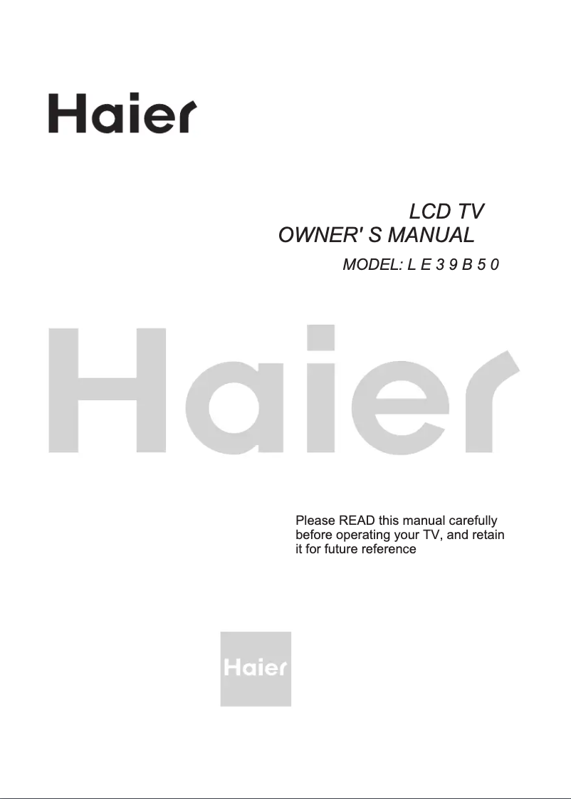 Page 1 of the manual User Manual Haier LE39B50