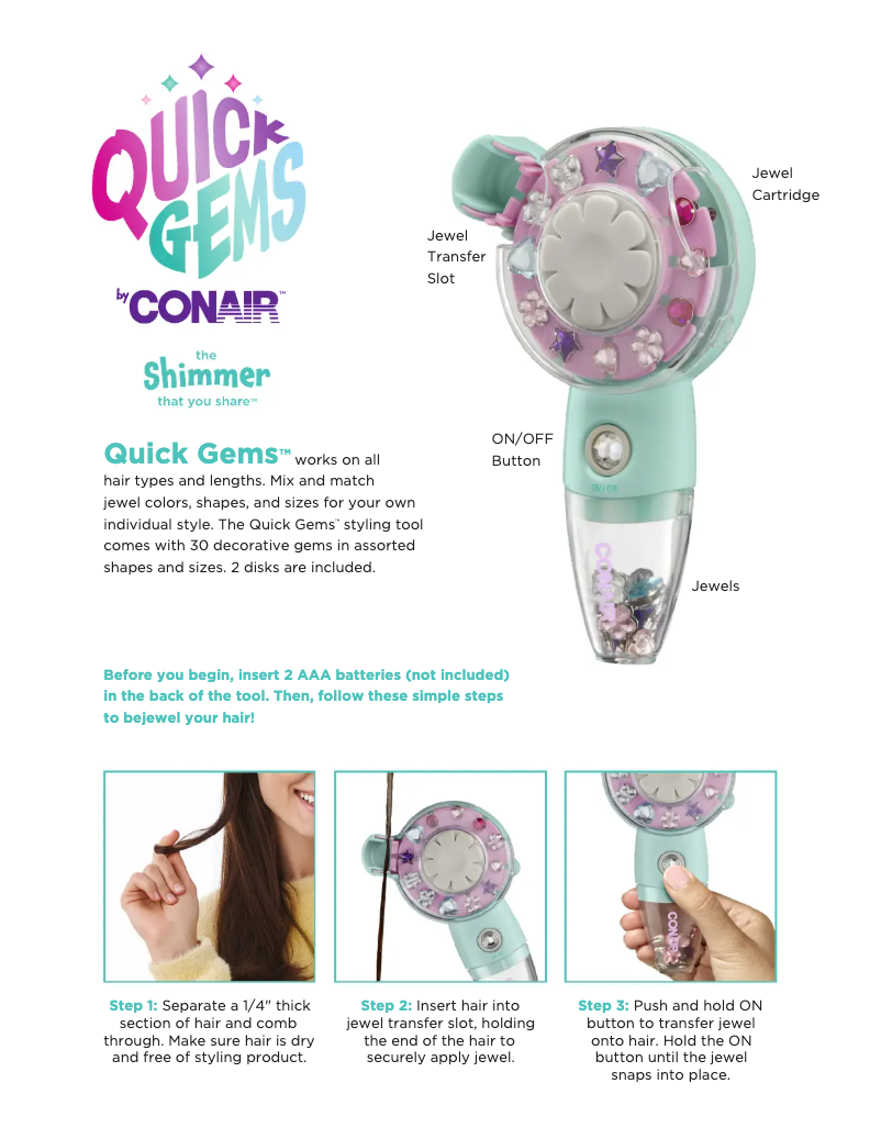 Page 1 of the manual User Manual Conair Quick Gems HJ7