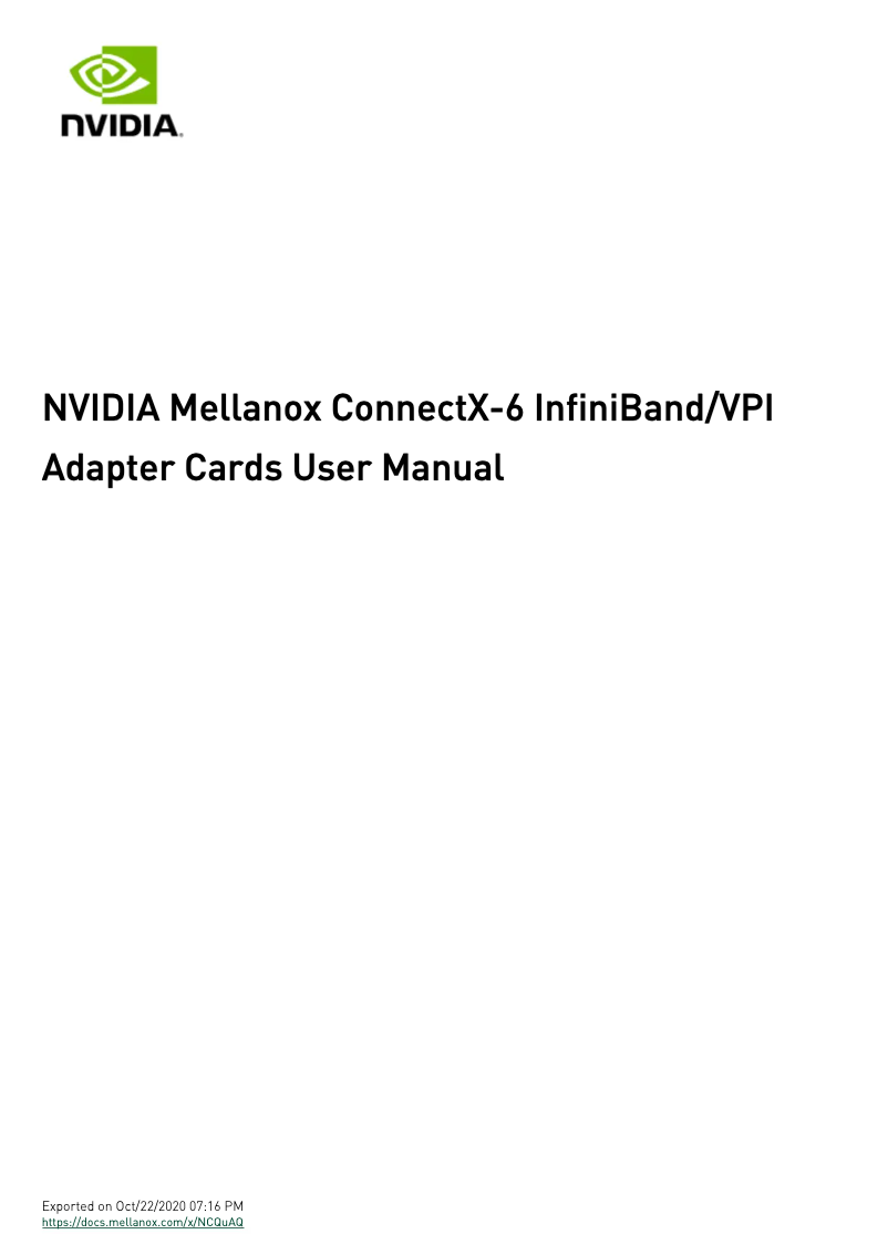 First page image of the manual for Mellanox ConnectX-6