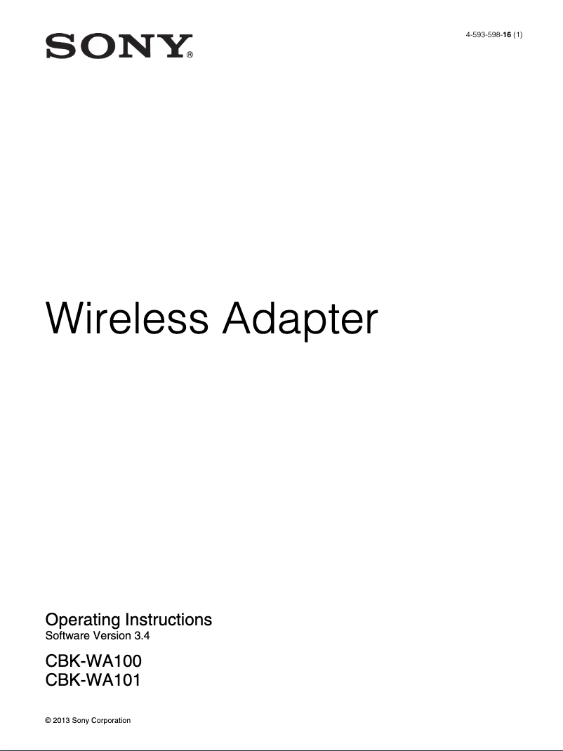 First page image of the manual for CBK-WA101