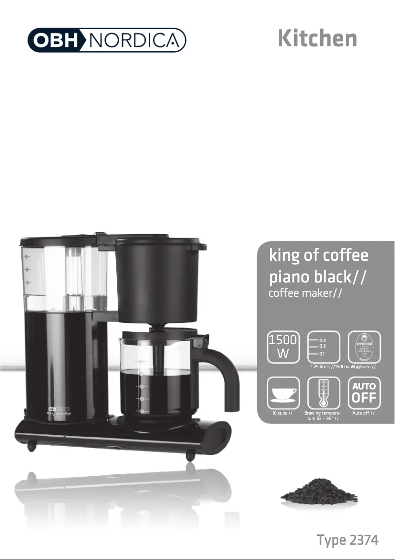 Page 1 of the manual User Manual OBH Nordica King of Coffee