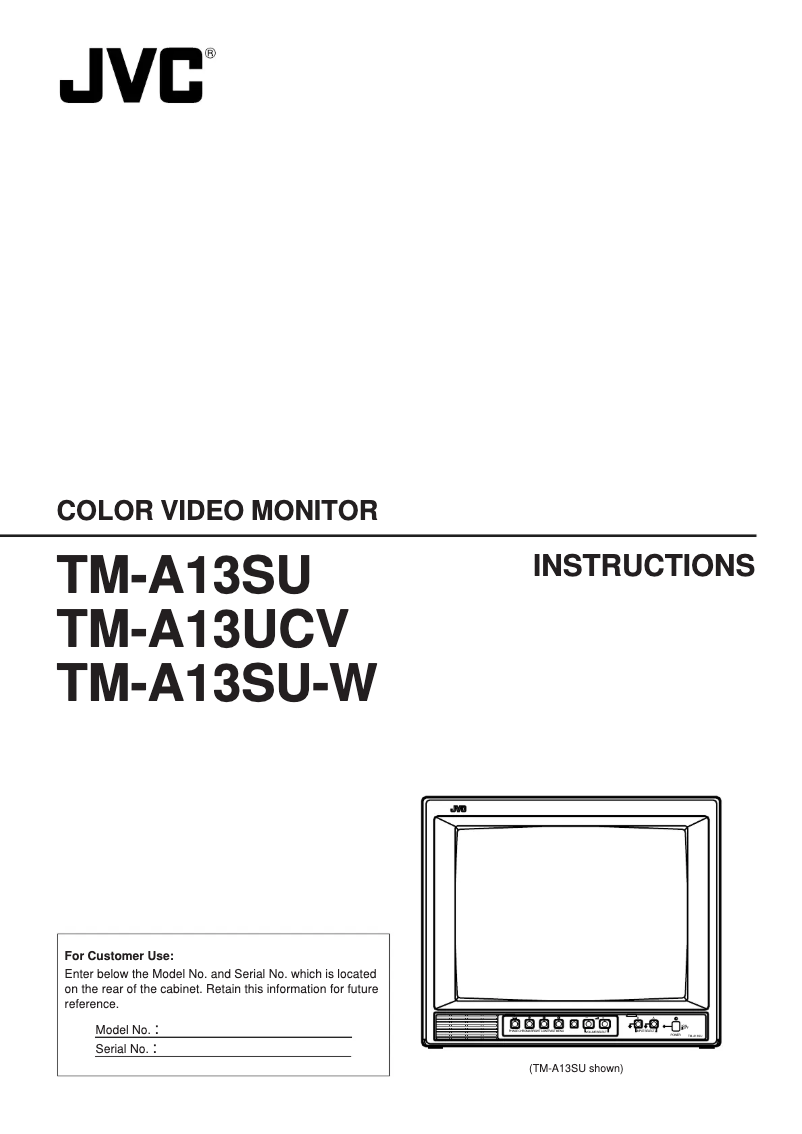 Page 1 of the manual User Manual JVC TM-A13SU