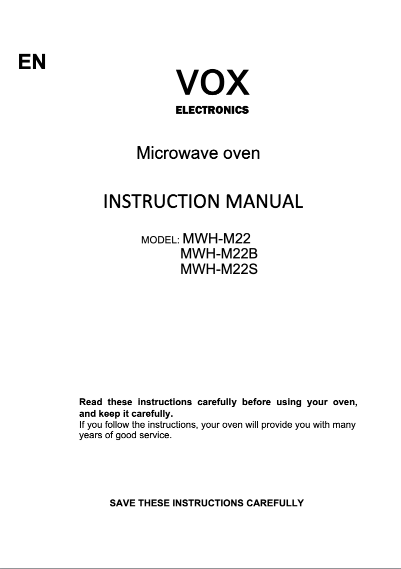 Page 1 of the manual User Manual VOX MWH-M22
