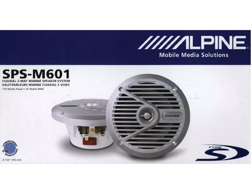 Page 1 of the manual User Manual Alpine SPS-M601W