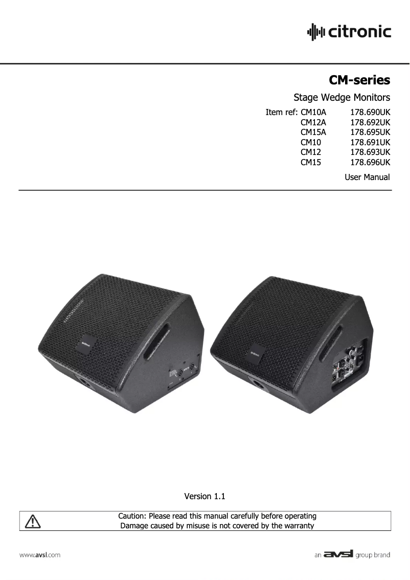 First page image of the manual for CM12
