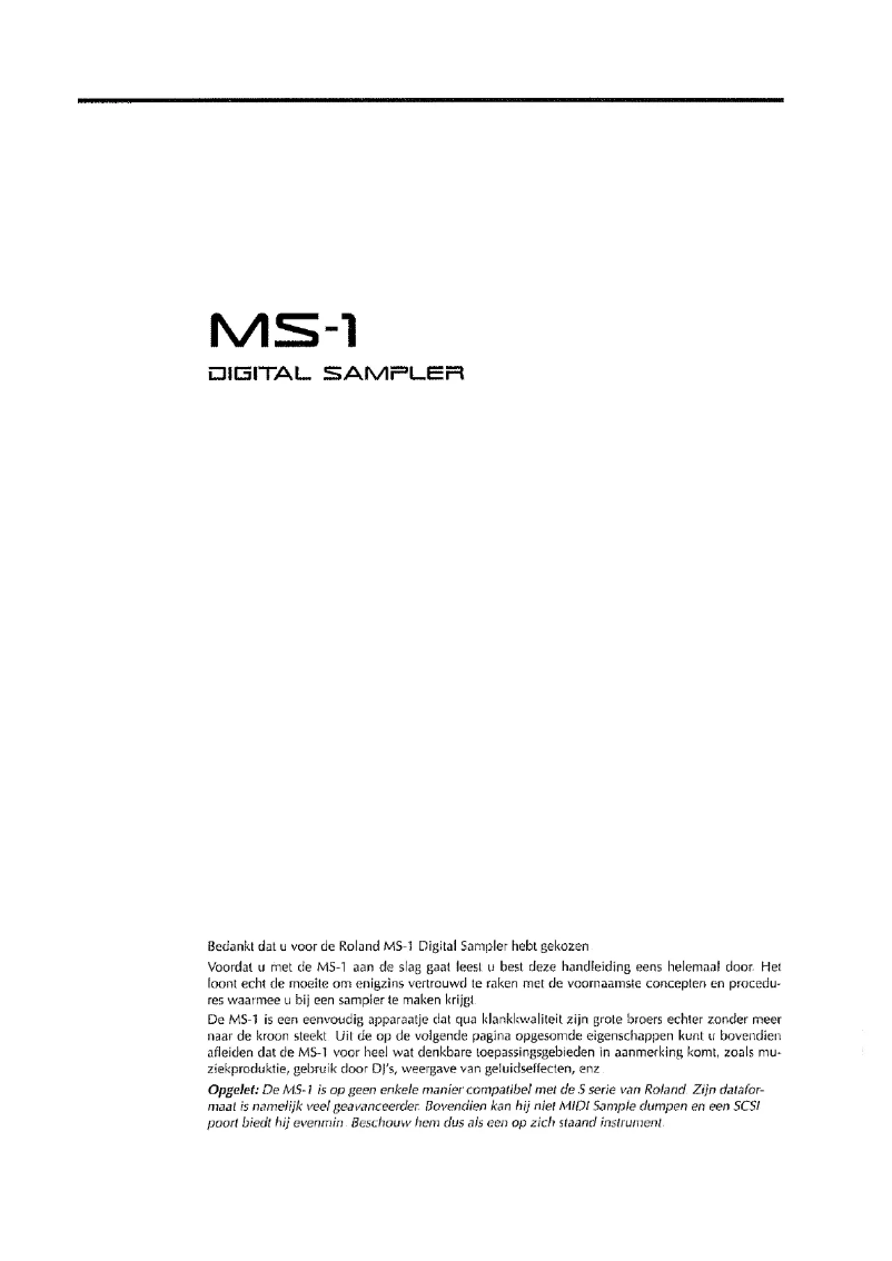 First page image of the manual for MS-1