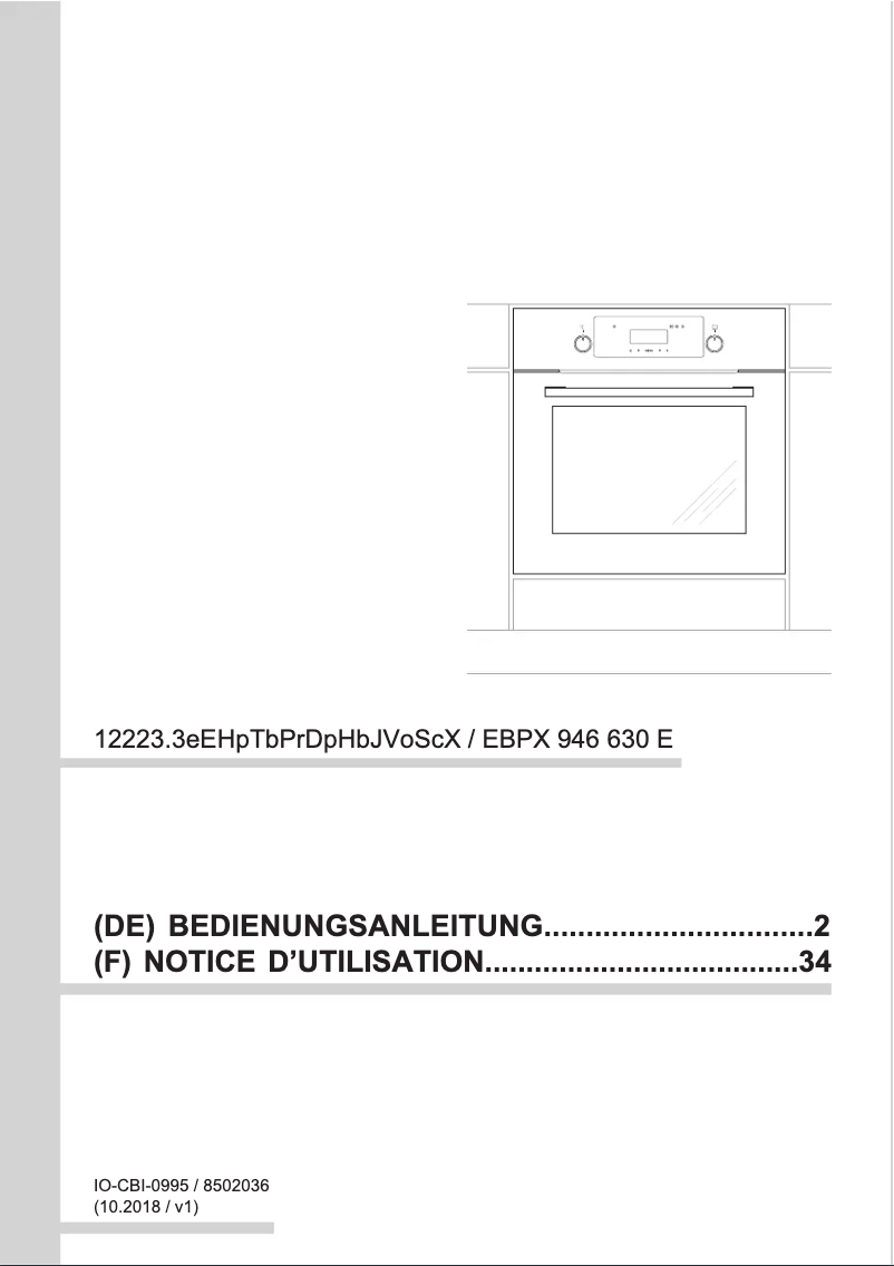 First page image of the manual for EBPX 946 630 E