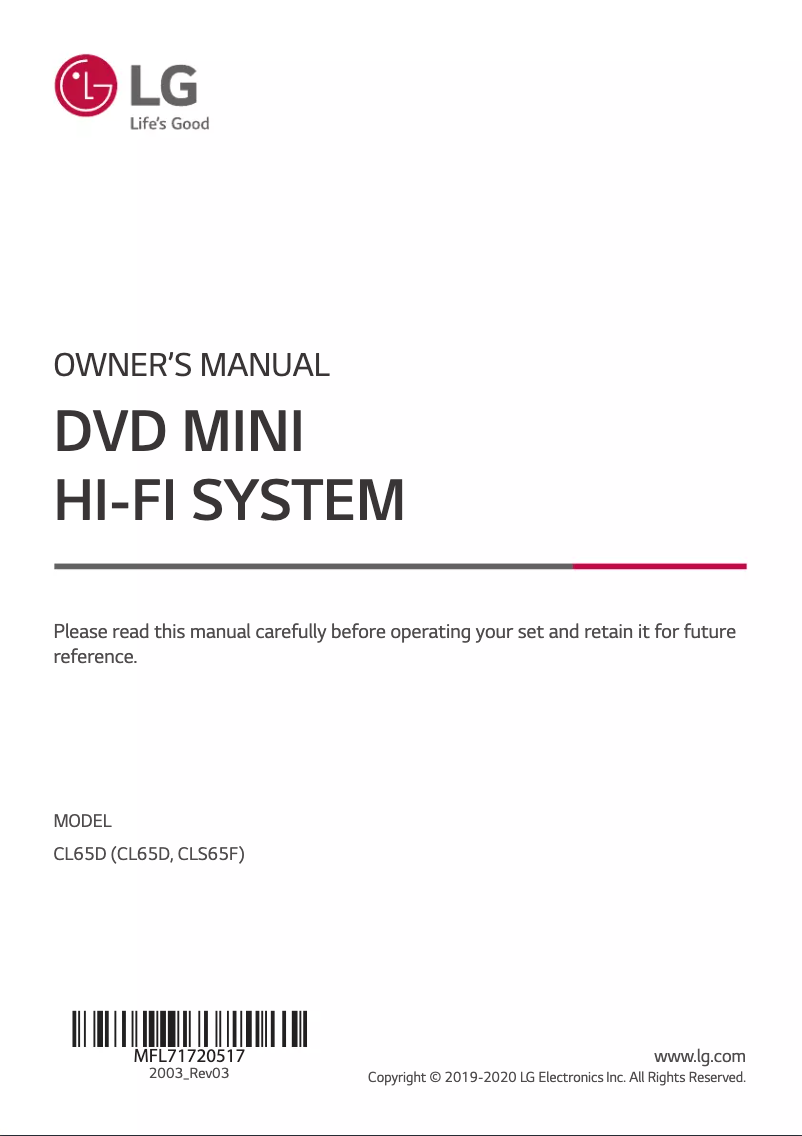 First page image of the manual for CL65D