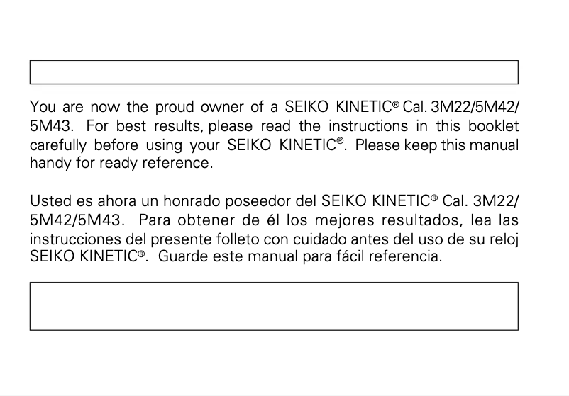 Page 1 of the manual User Manual Seiko 3M22